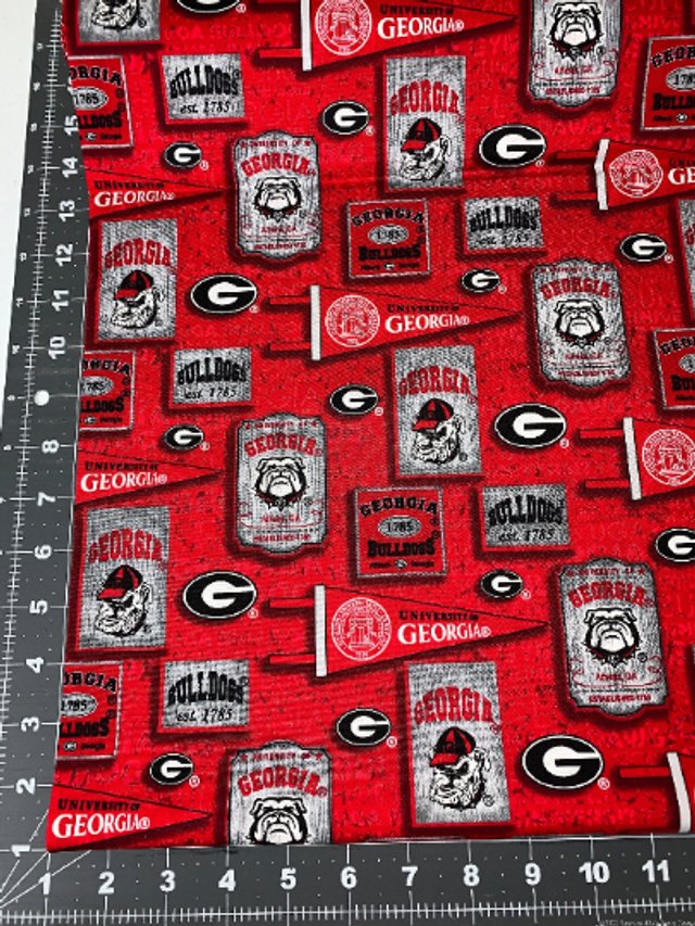 Georgia fabric GA - 1267 Pennant Georgia Bulldogs UGA fabric - Mary Jo Fabrics