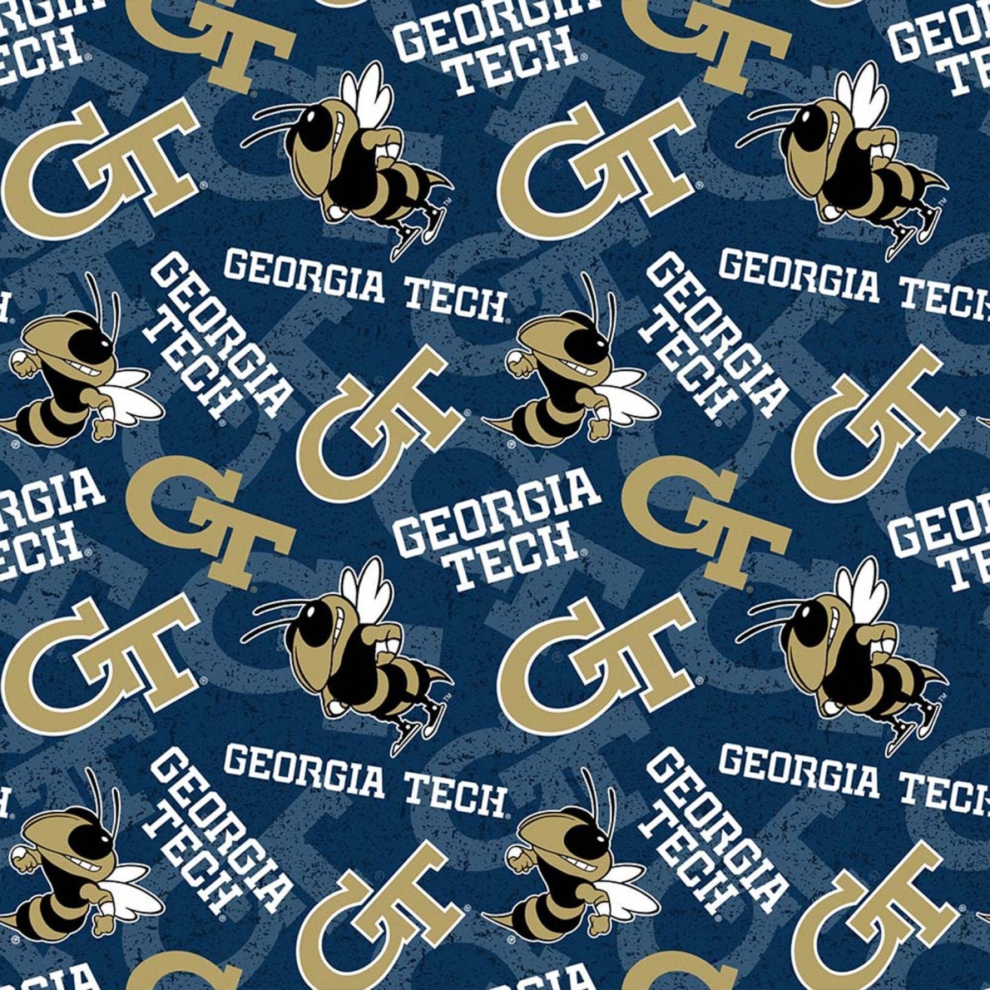 Georgia Tech Yellow Jackets fabric GT1178 Georgia Tech cotton fabric - Mary Jo Fabrics