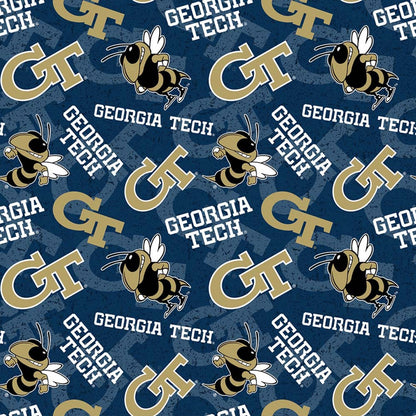 Georgia Tech Yellow Jackets fabric GT1178 Georgia Tech cotton fabric - Mary Jo Fabrics