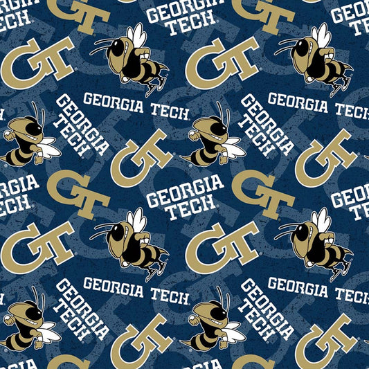 Georgia Tech Yellow Jackets fabric GT1178 Georgia Tech cotton fabric - Mary Jo Fabrics