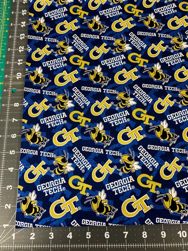 Georgia Tech Yellow Jackets fabric GT1178 Georgia Tech cotton fabric - Mary Jo Fabrics