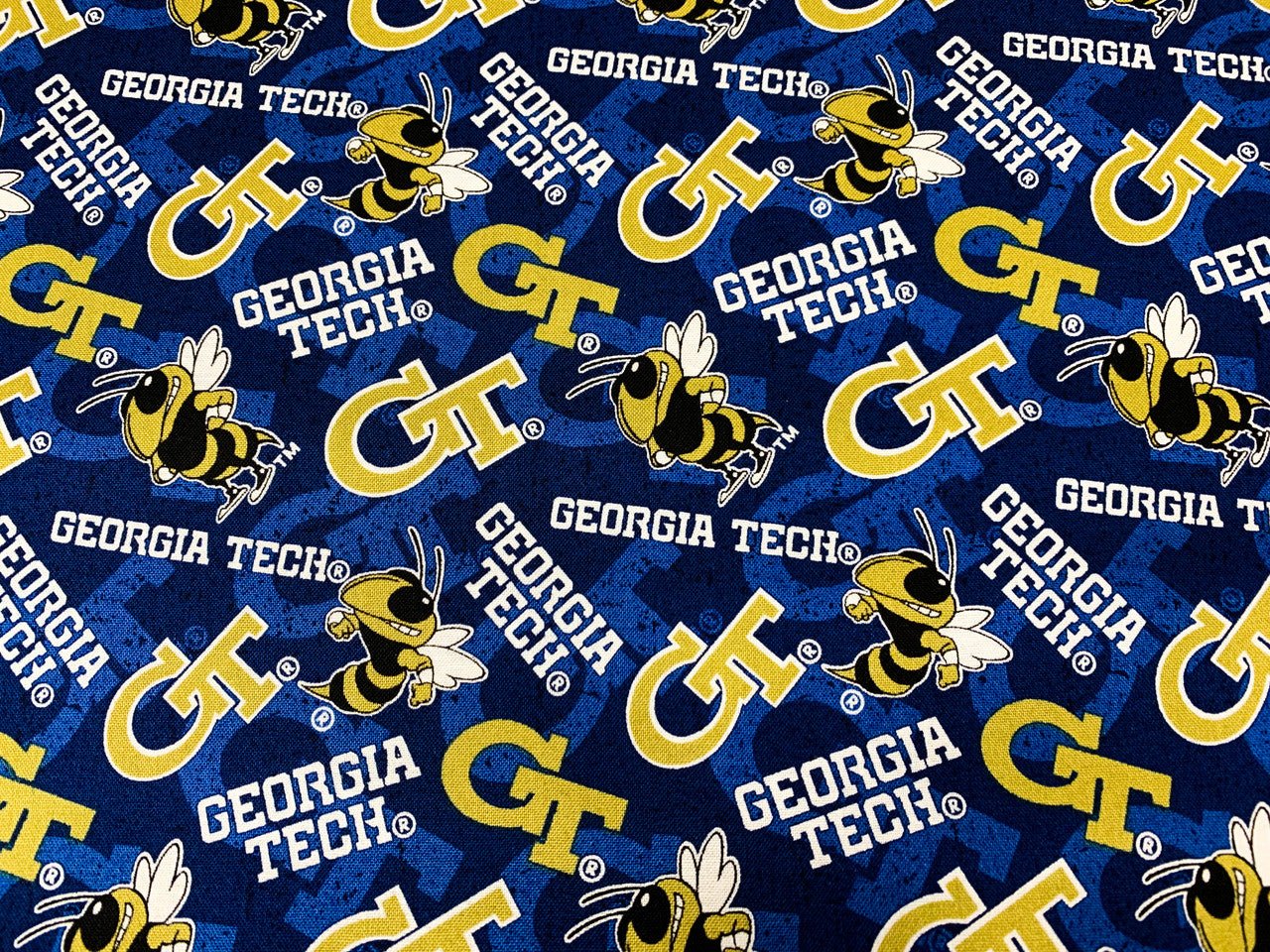 Georgia Tech Yellow Jackets fabric GT1178 Georgia Tech cotton fabric - Mary Jo Fabrics