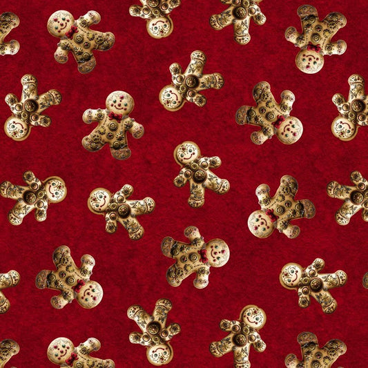 Gingerbread Man 4827-88 Steampunk Christmas cotton fabric - Mary Jo Fabrics