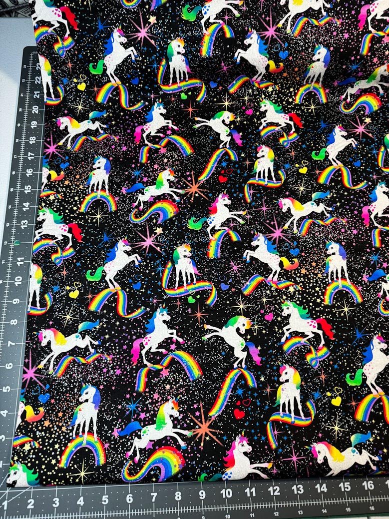 Glitter Unicorns fabric CM8845 In space unicorn quilt fabric - Mary Jo Fabrics