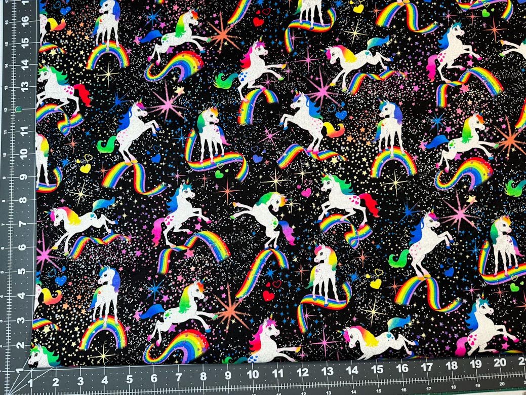 Glitter Unicorns fabric CM8845 In space unicorn quilt fabric - Mary Jo Fabrics