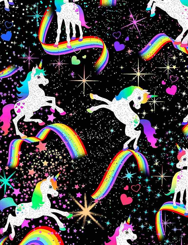 Glitter Unicorns fabric CM8845 In space unicorn quilt fabric - Mary Jo Fabrics