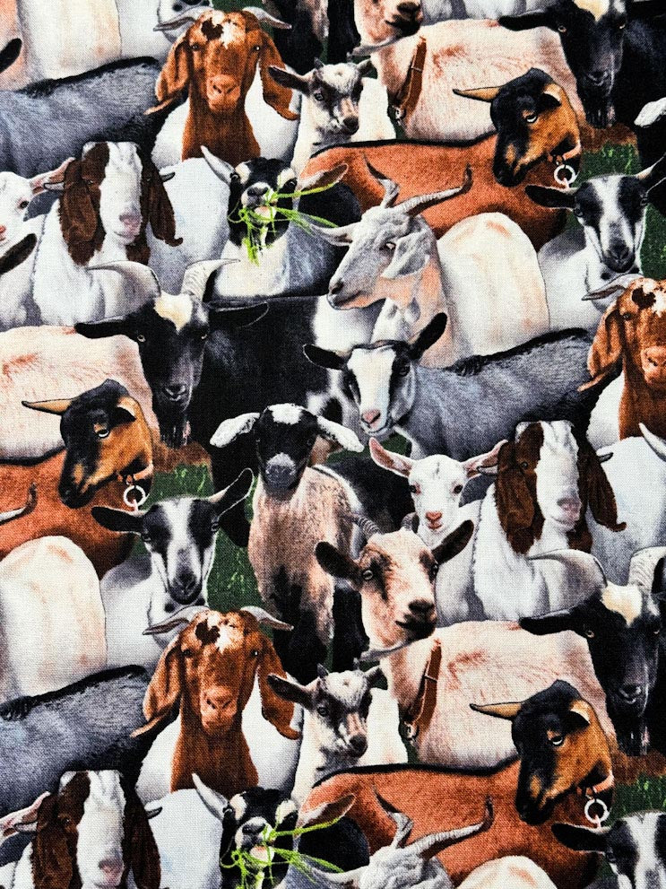 Farm Animal Goat fabric 434 Black Goats Cotton fabric
