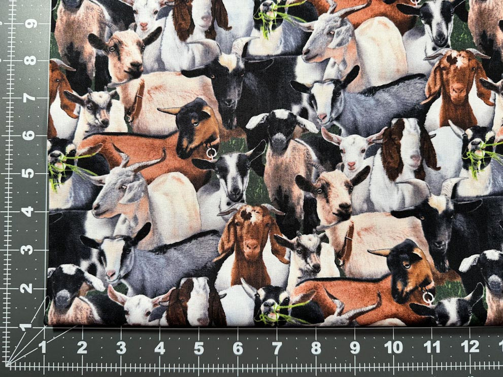 Farm Animal Goat fabric 434 Black Goats Cotton fabric