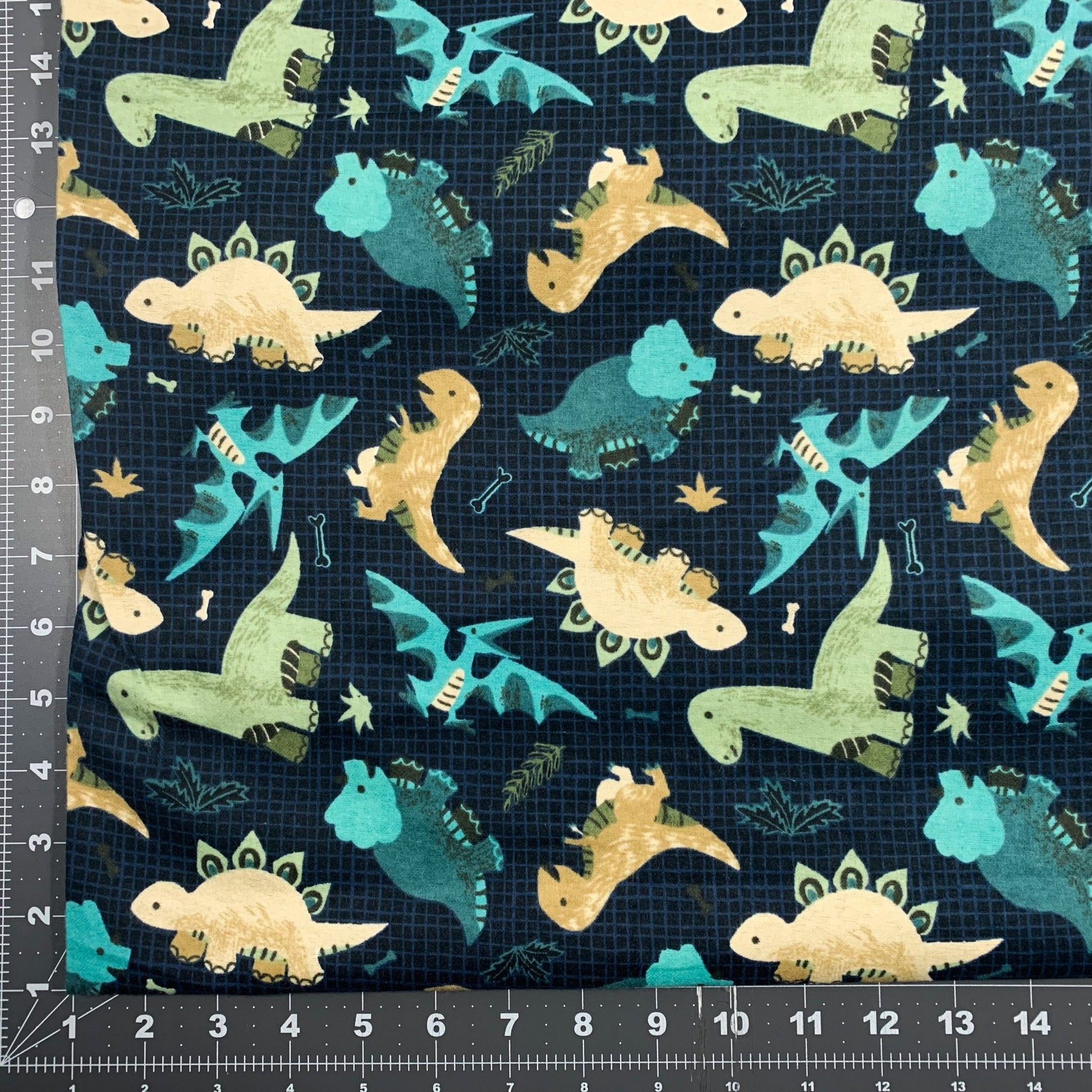 Going Dino Blue Dinosaur FLANNEL Fabric DX2569 dino flannel - Mary Jo Fabrics