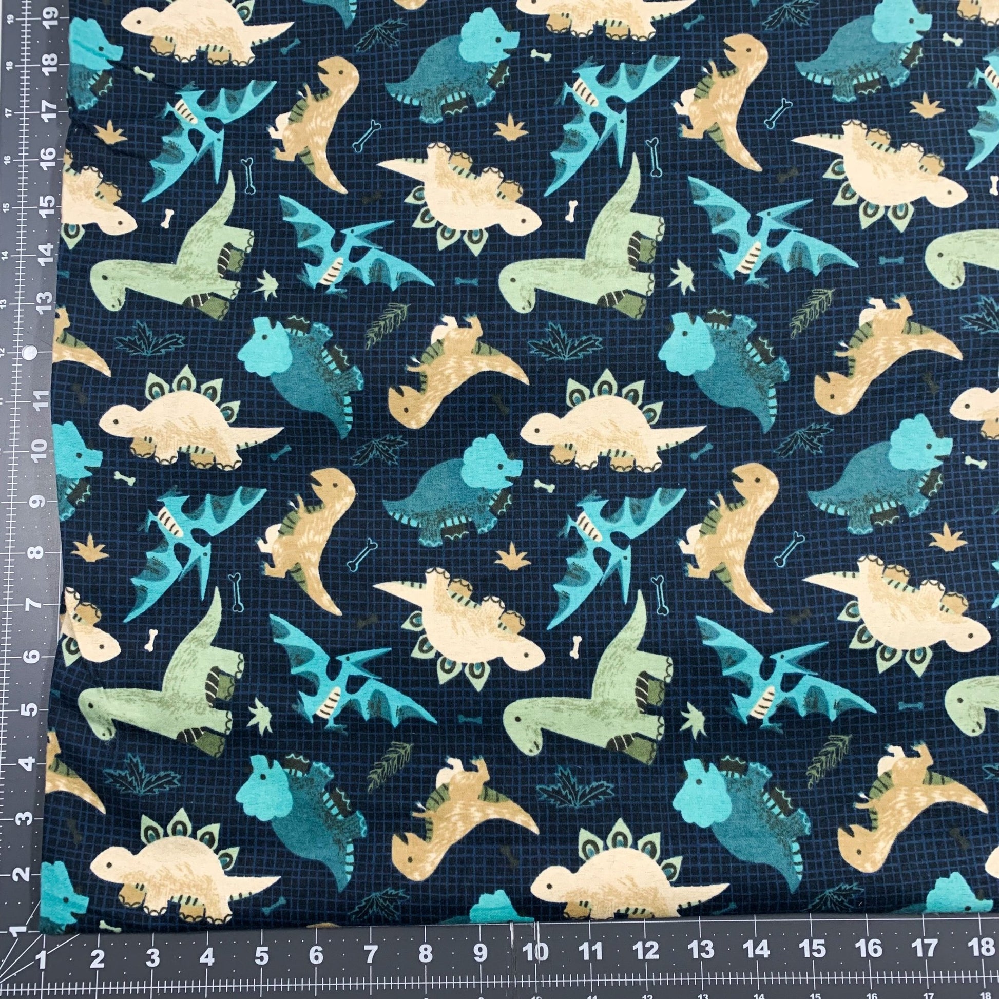 Going Dino Blue Dinosaur FLANNEL Fabric DX2569 dino flannel - Mary Jo Fabrics