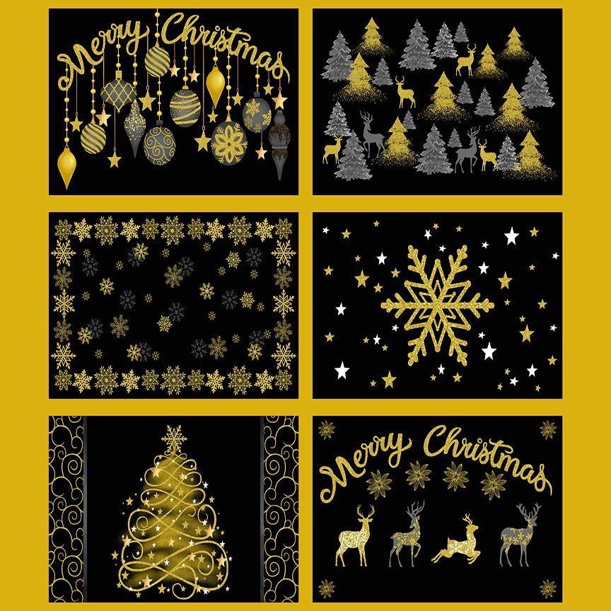 Gold Metallic Christmas Placemats Panel CM3621 - Mary Jo Fabrics