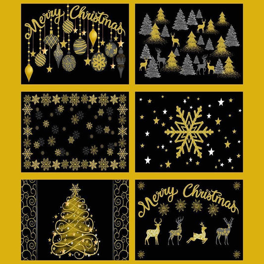 Gold Metallic Christmas Placemats Panel CM3621 - Mary Jo Fabrics