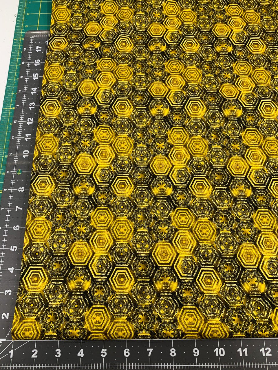 Gold Queen Bee fabric CD1352 Honeycomb fabric Bees - Mary Jo Fabrics