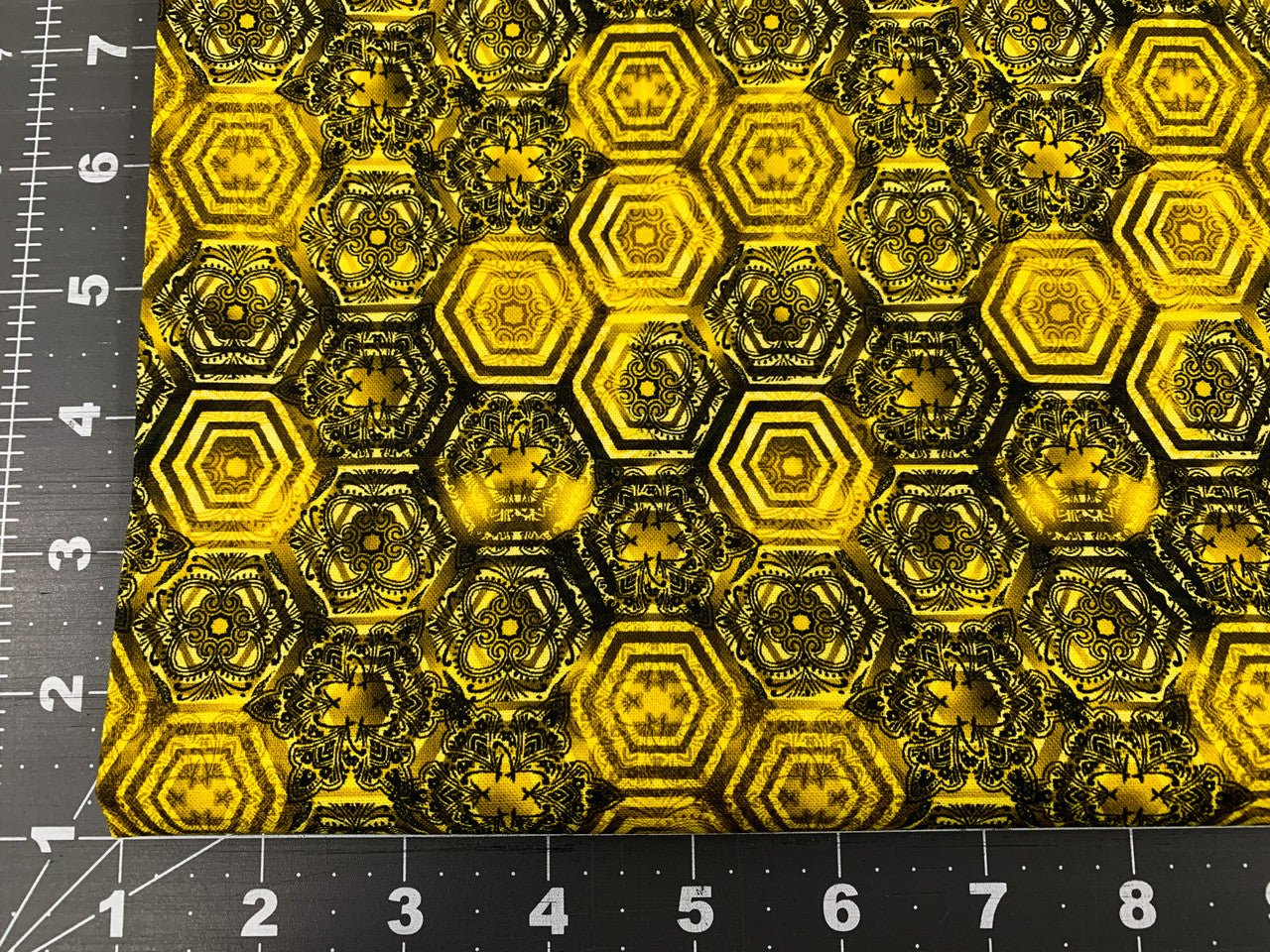 Gold Queen Bee fabric CD1352 Honeycomb fabric Bees - Mary Jo Fabrics