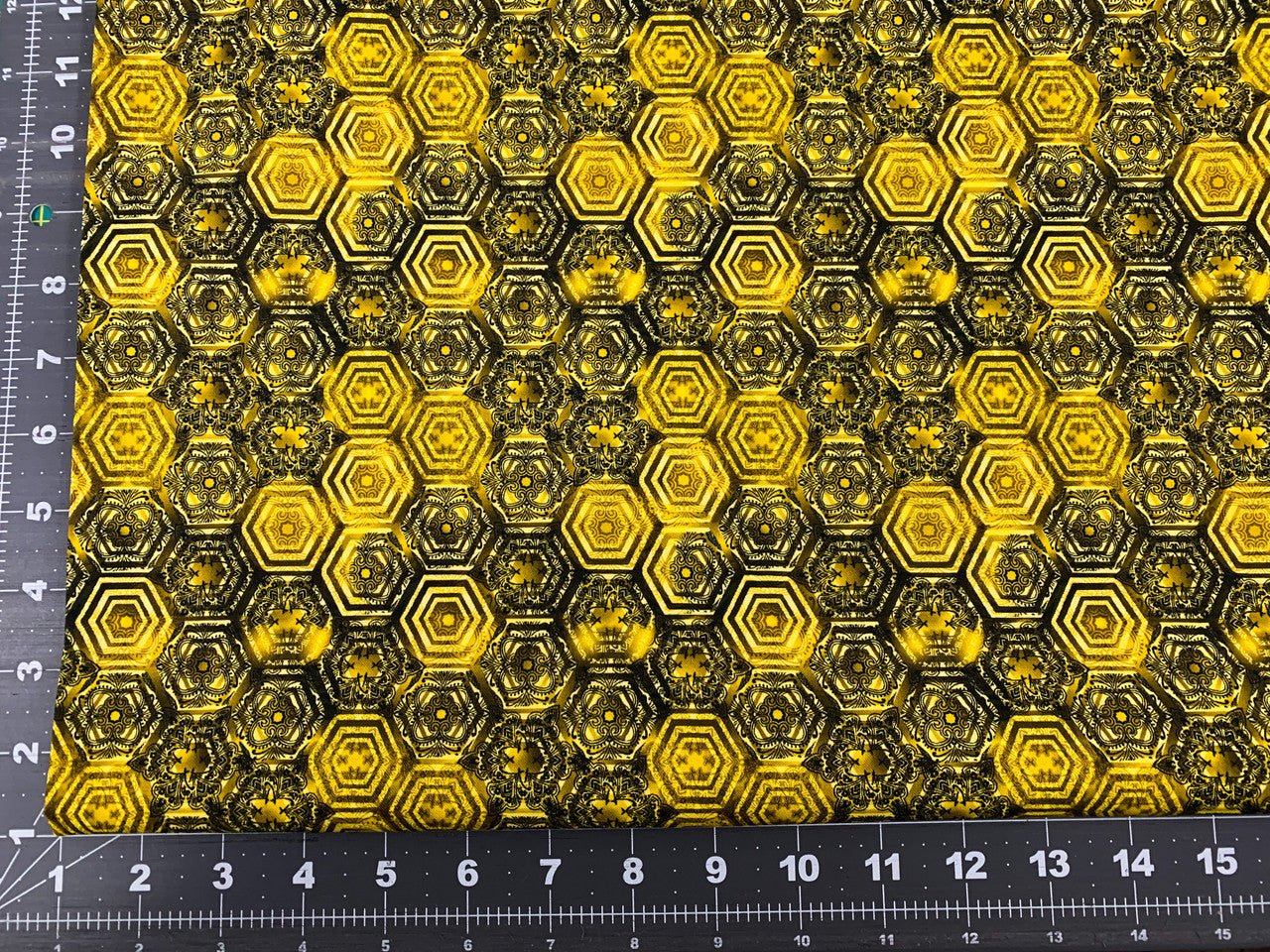 Gold Queen Bee fabric CD1352 Honeycomb fabric Bees - Mary Jo Fabrics