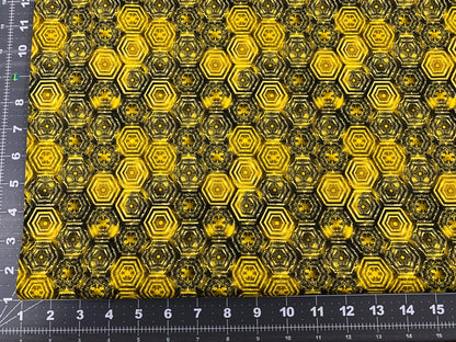 Gold Queen Bee fabric CD1352 Honeycomb fabric Bees - Mary Jo Fabrics