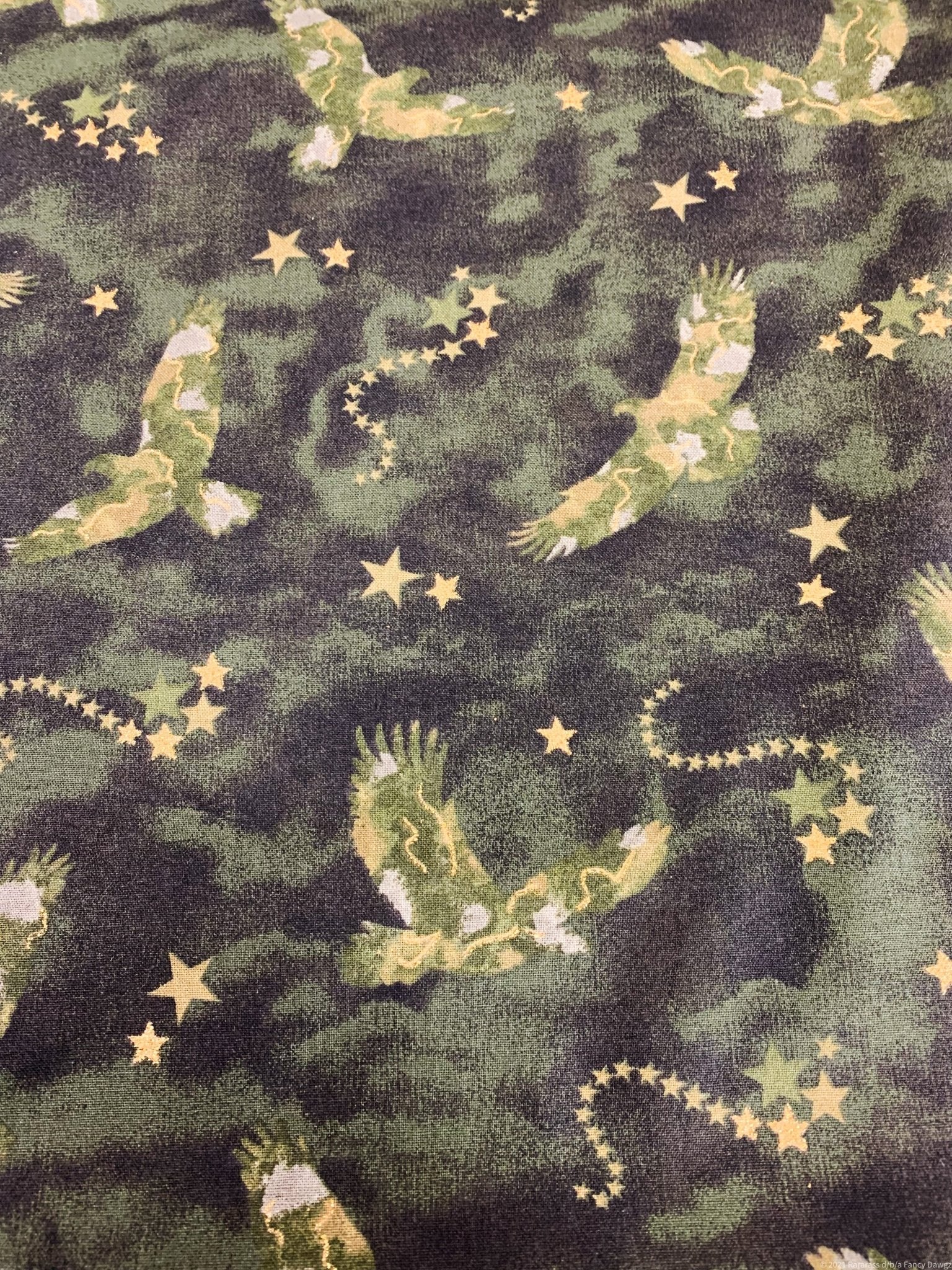 Golden Eagle cotton fabric 16702 Eagles with Metallic Gold - Mary Jo Fabrics