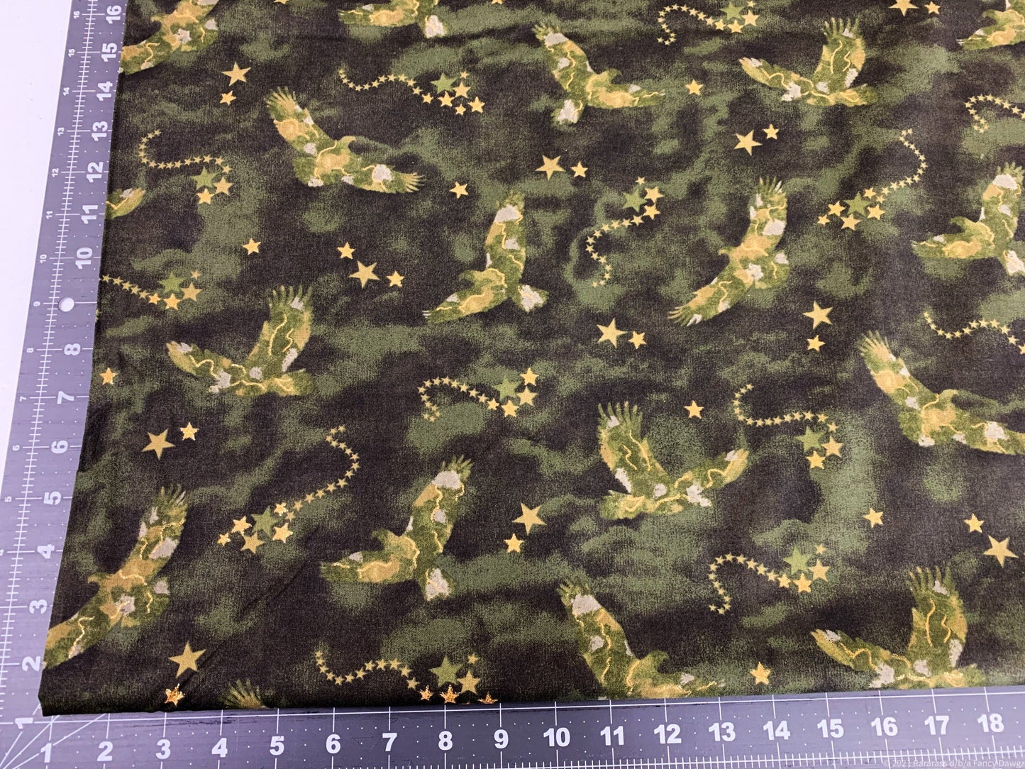 Golden Eagle cotton fabric 16702 Eagles with Metallic Gold - Mary Jo Fabrics