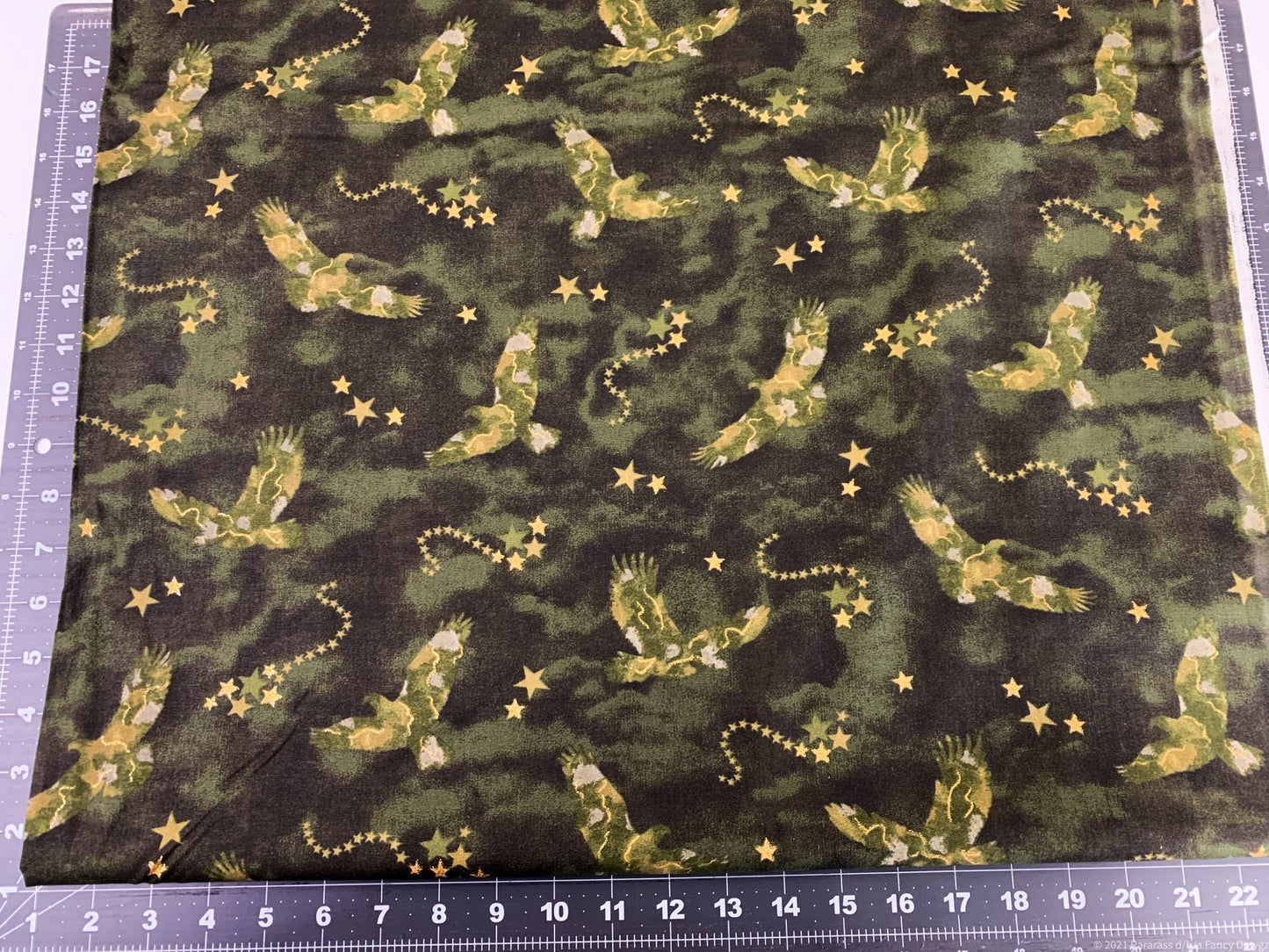 Golden Eagle cotton fabric 16702 Eagles with Metallic Gold - Mary Jo Fabrics