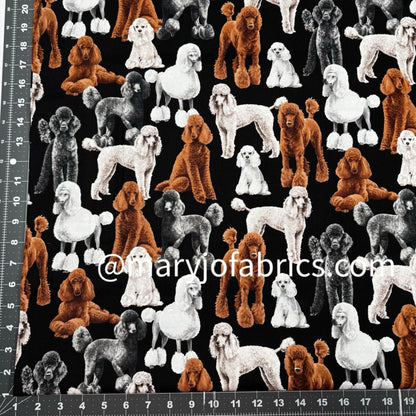 Gray Black White Poodle Dog Fabric Cotton C7527 - Mary Jo Fabrics