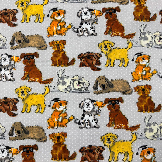 Gray Training Graduate Dog Flannel 1021 - 90 Dogs - Mary Jo Fabrics