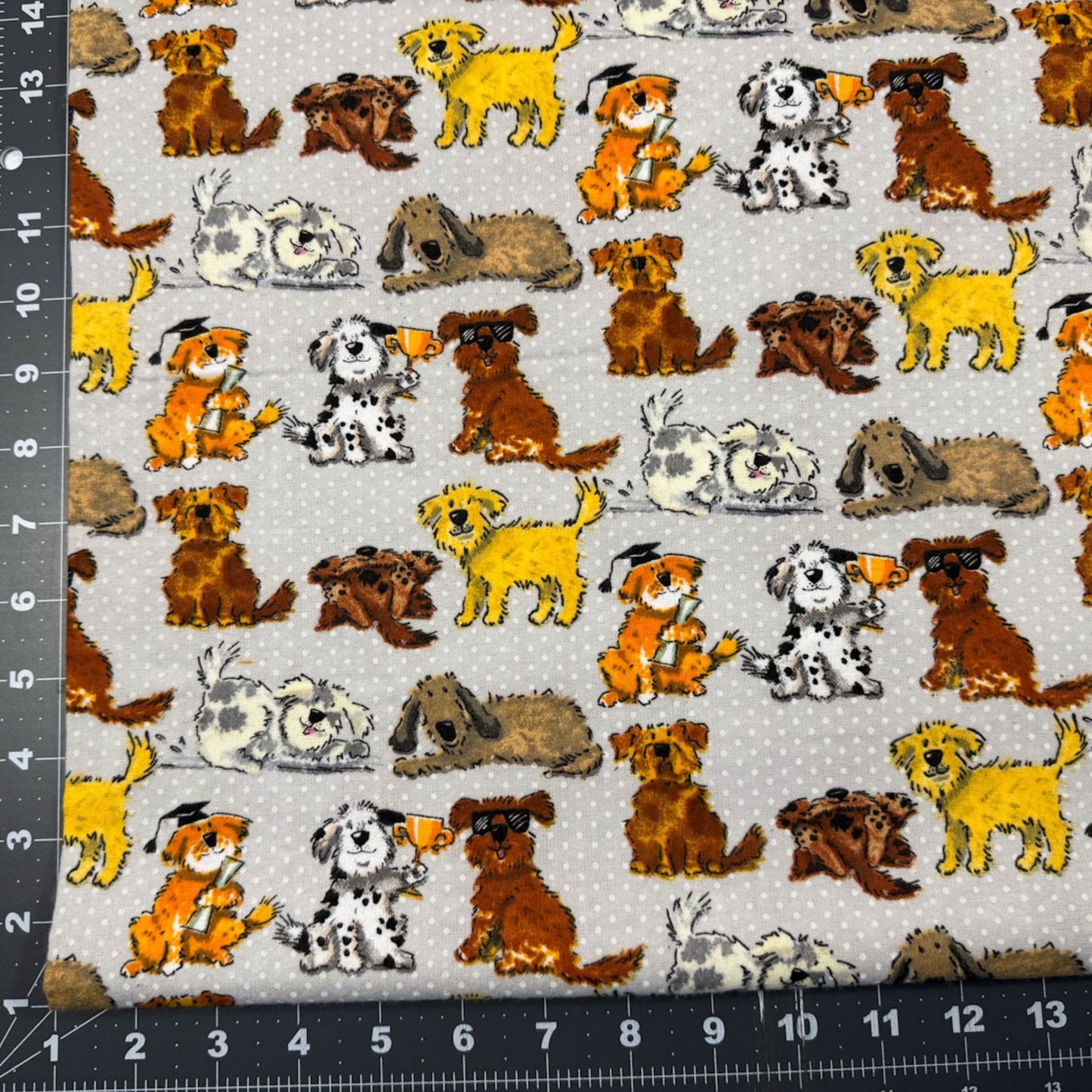 Gray Training Graduate Dog Flannel 1021 - 90 Dogs - Mary Jo Fabrics