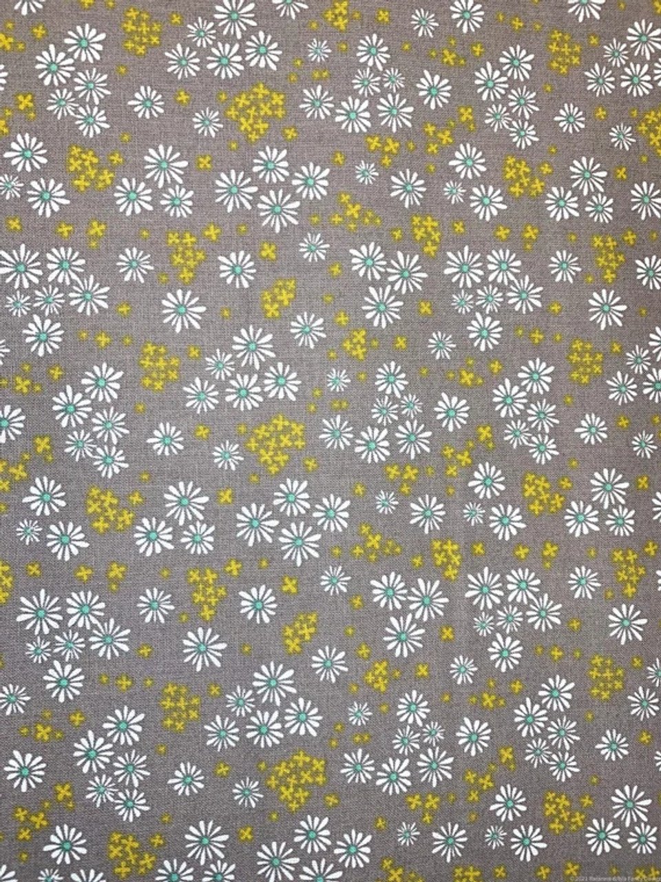 Gray Wildflower and Daisy fabric - Mary Jo Fabrics