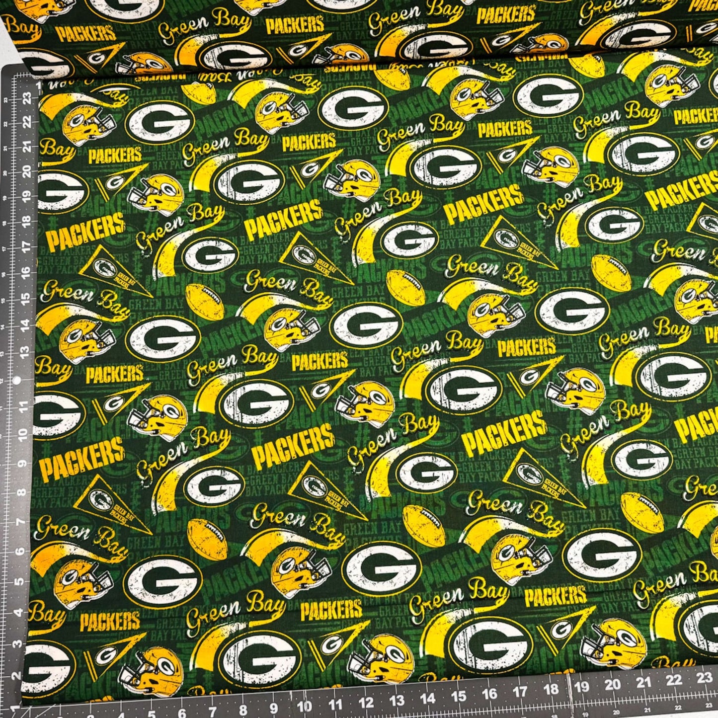 Green Bay Packers Cotton Fabric 14837D Pennant Fabric - Mary Jo Fabrics