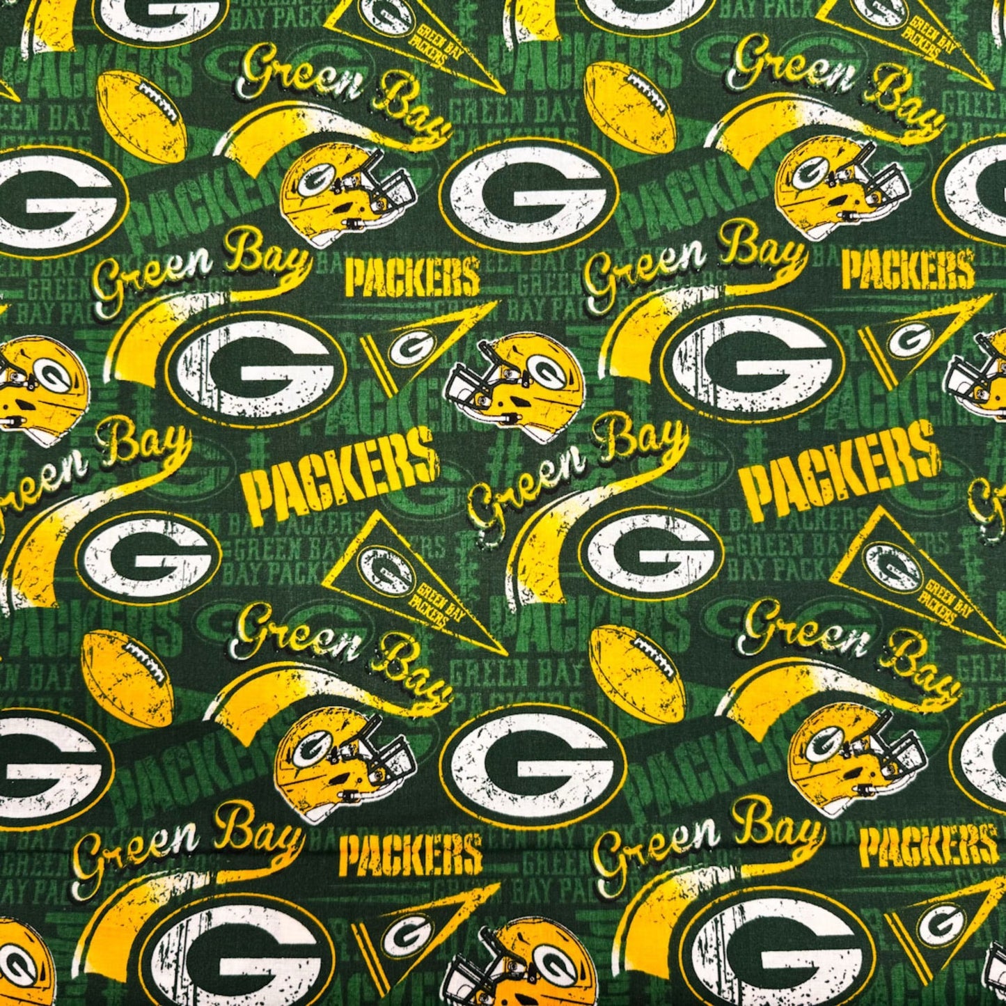 Green Bay Packers Fabric 14837D Pennant NFL Fabric - Mary Jo Fabrics