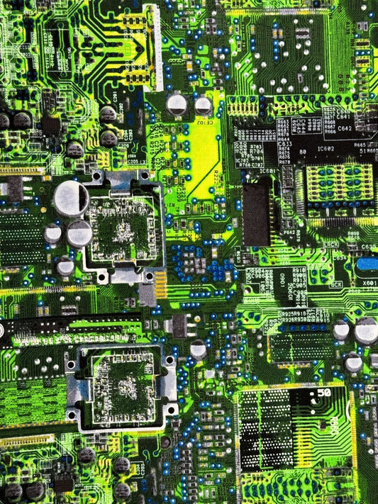 Green Circuit board computer fabric electronic quilt fabric - Mary Jo Fabrics