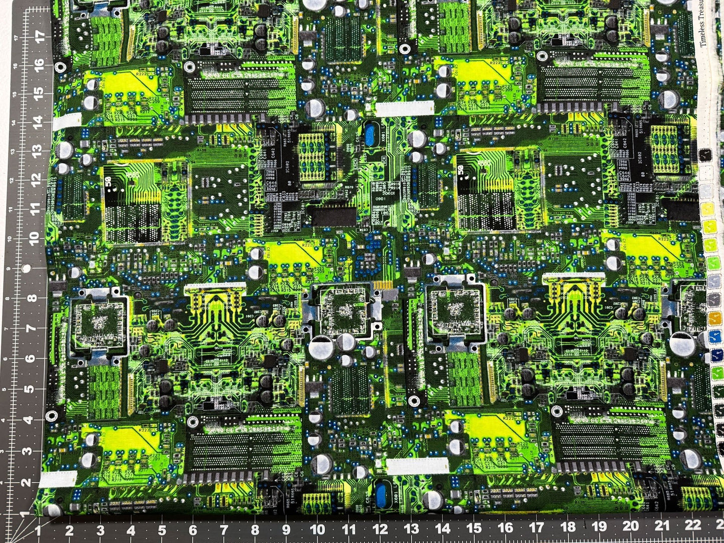 Green Circuit board computer fabric electronic quilt fabric - Mary Jo Fabrics