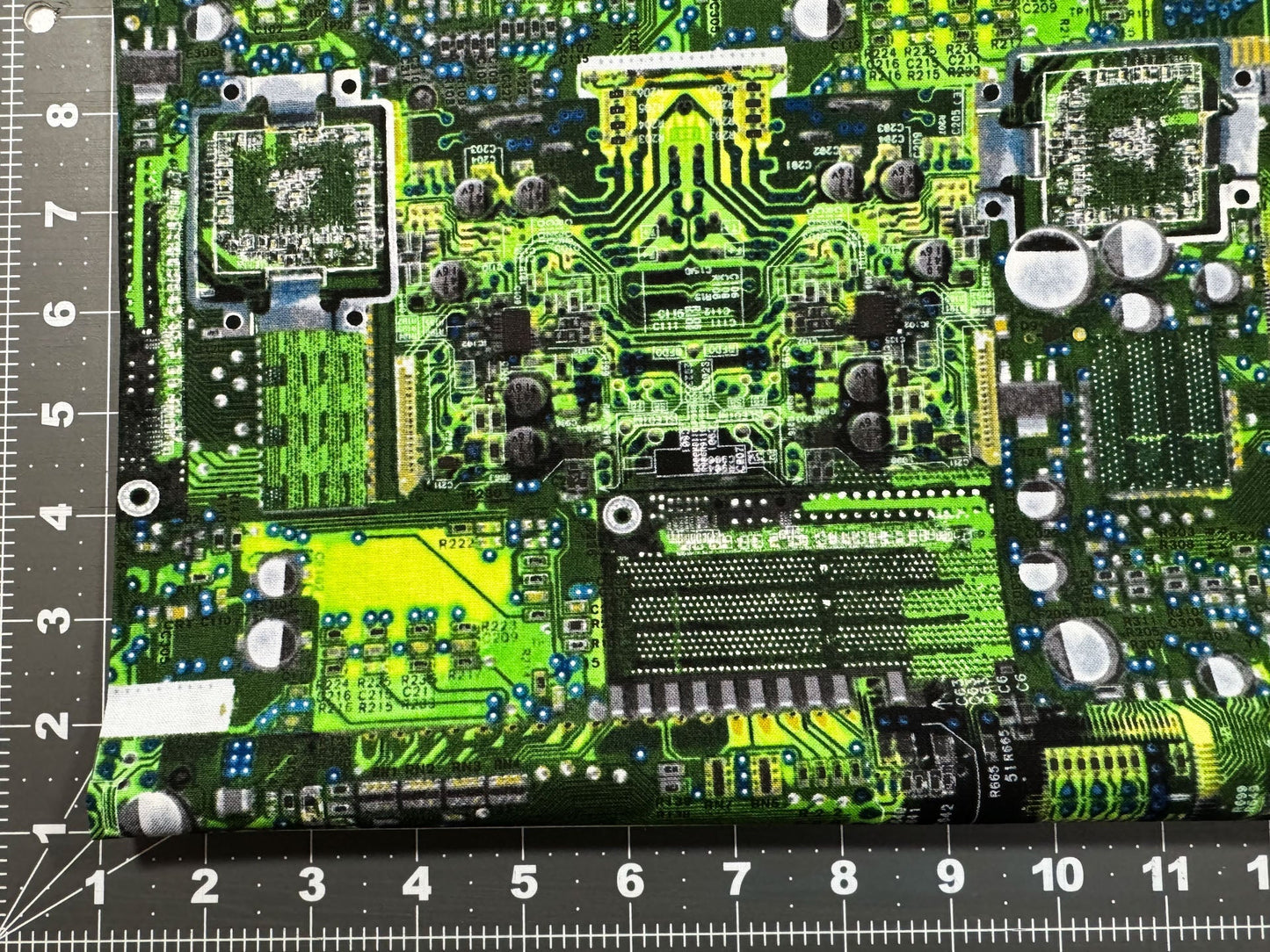 Green Circuit board computer fabric electronic quilt fabric - Mary Jo Fabrics