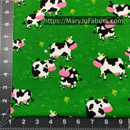 Green Cows FLANNEL 44 - 6371 Cute Cow Flannel - Mary Jo Fabrics