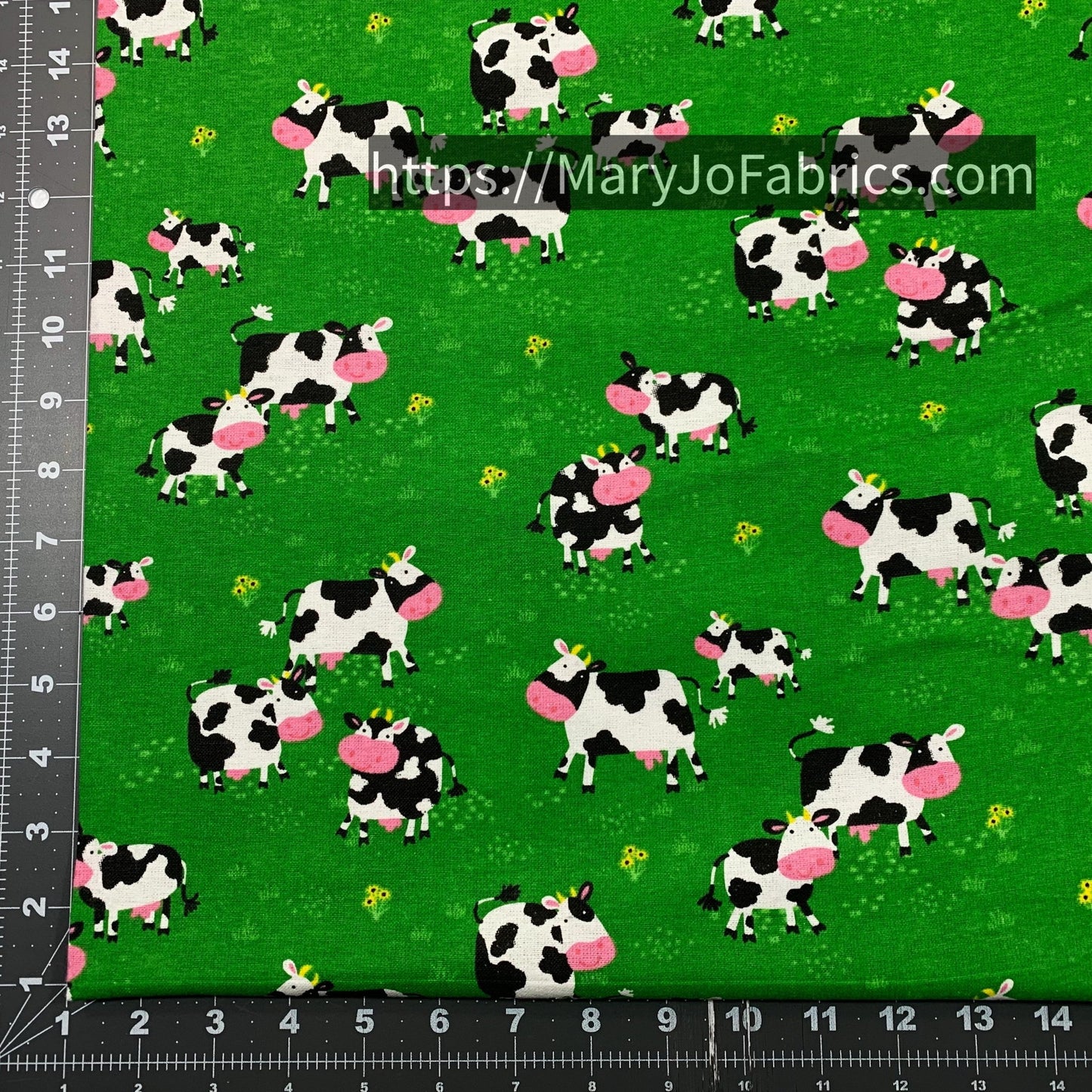 Green Cows FLANNEL 44 - 6371 Cute Cow Flannel - Mary Jo Fabrics
