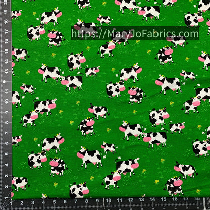 Green Cows FLANNEL 44 - 6371 Cute Cow Flannel - Mary Jo Fabrics