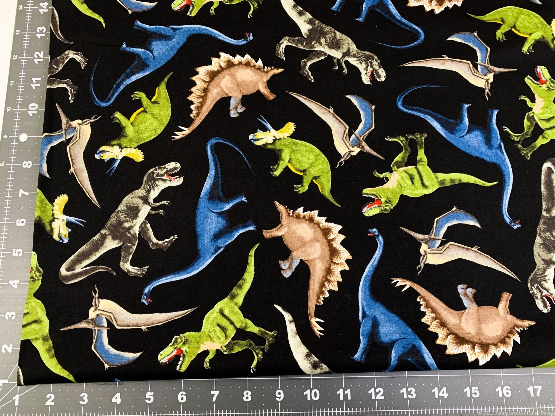 Green dinosaur fabric C5726 dinosaurs cotton - Mary Jo Fabrics