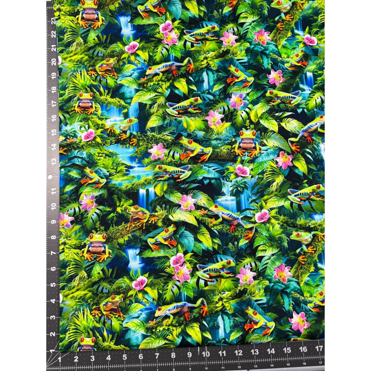 Green Frog Cotton Fabric CD3159 Frogs in Rain Forest - Mary Jo Fabrics