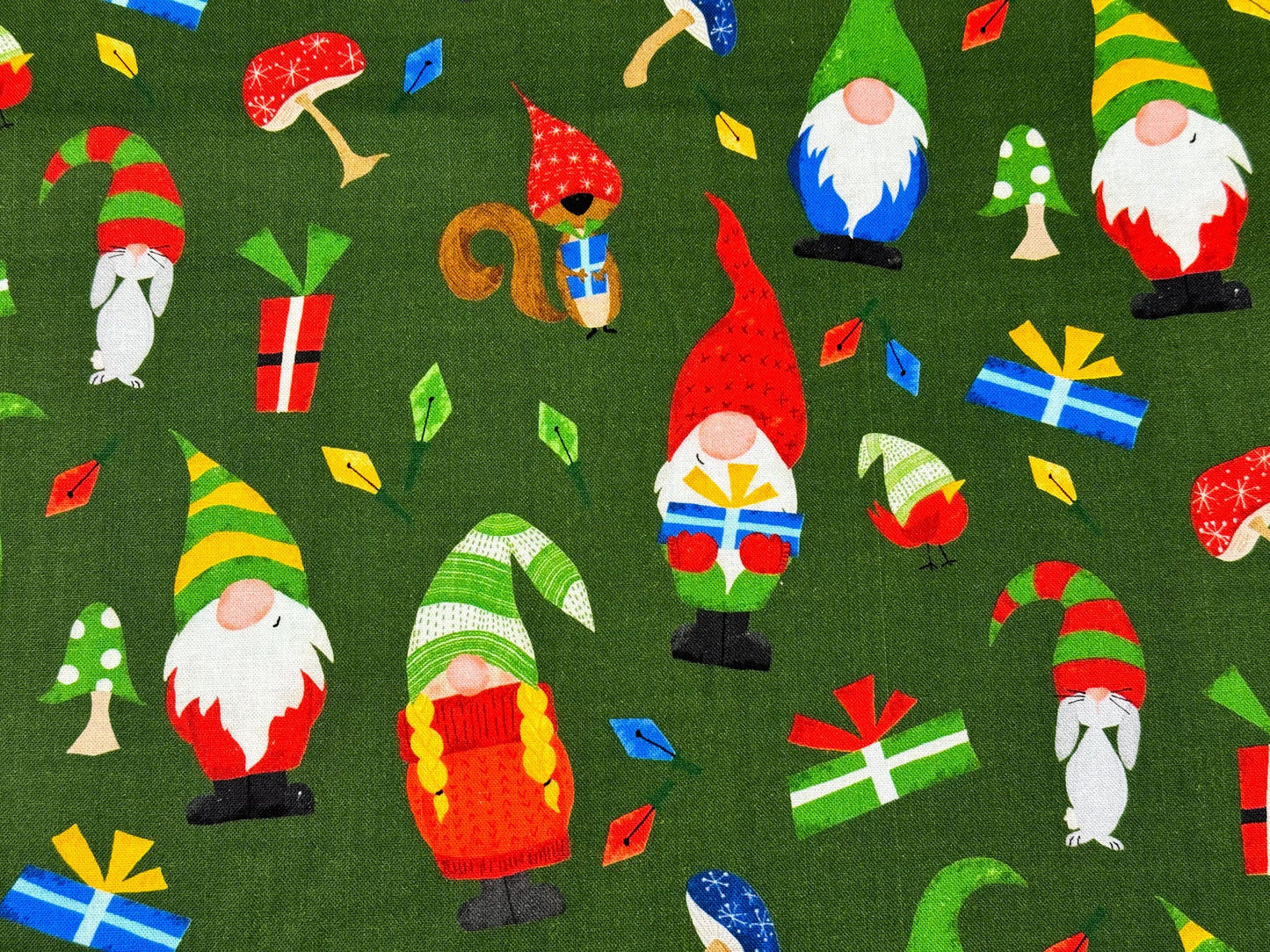 Green gnome fabric ML3189 Christmas fabric - Mary Jo Fabrics