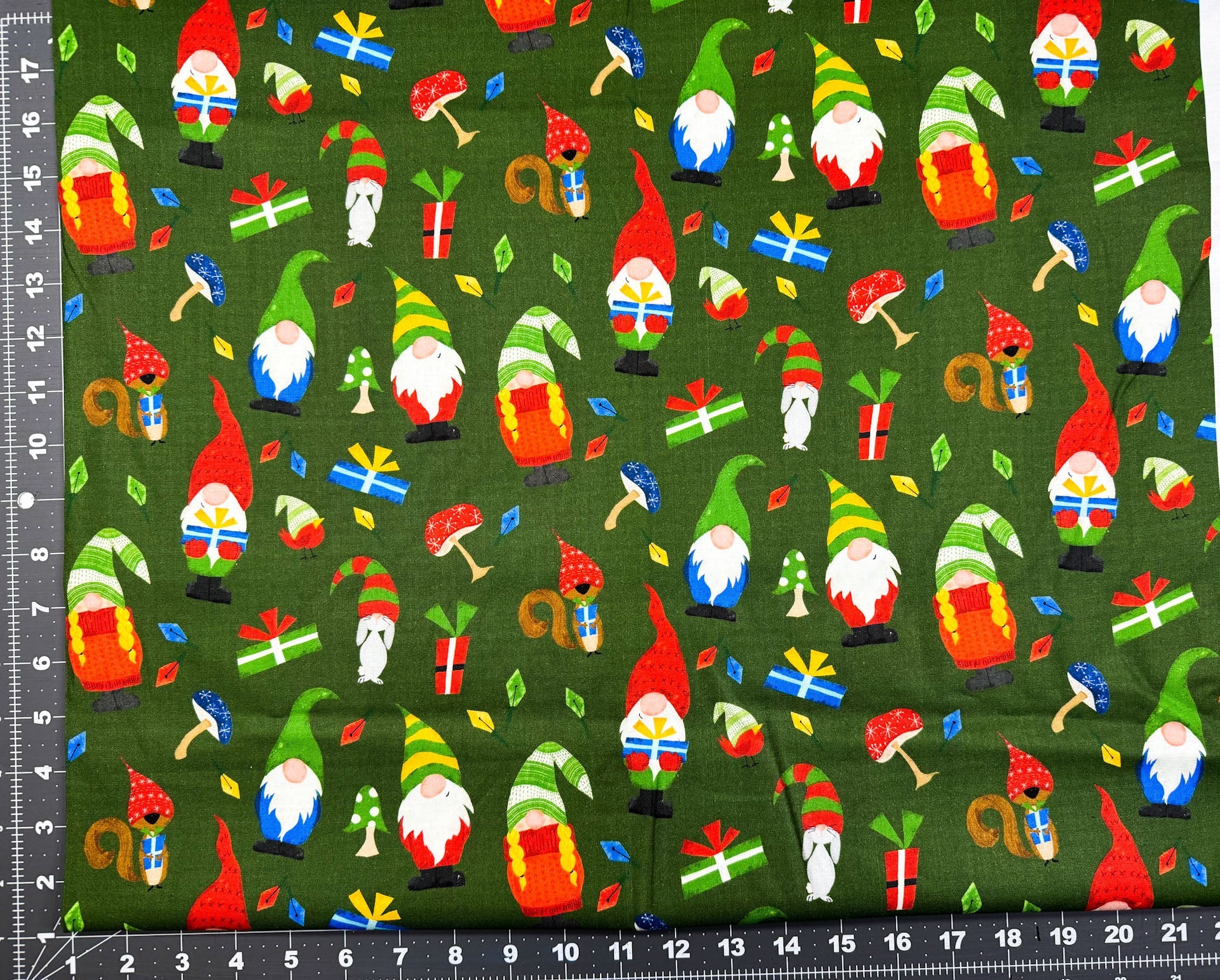 Green gnome fabric ML3189 Christmas fabric - Mary Jo Fabrics