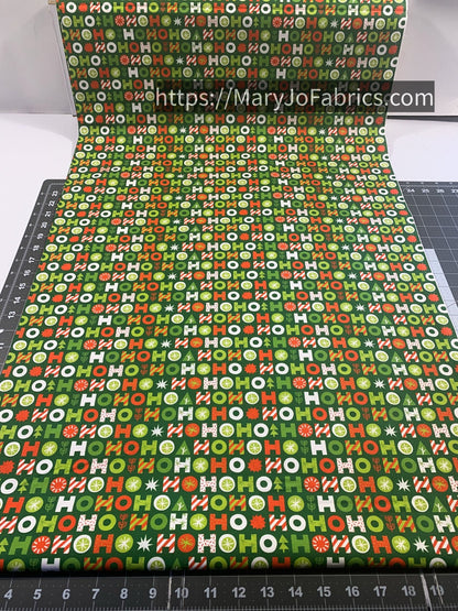 Green Ho Ho Christmas fabric 120 - 24181 Holiday - Mary Jo Fabrics