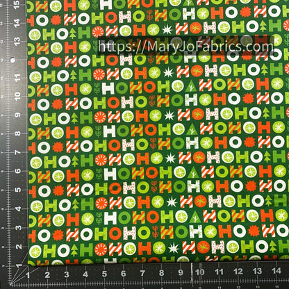 Green Ho Ho Christmas fabric 120 - 24181 Holiday - Mary Jo Fabrics