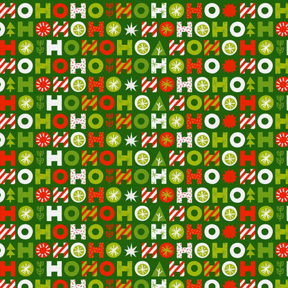 Green Ho Ho Christmas fabric 120 - 24181 Holiday - Mary Jo Fabrics