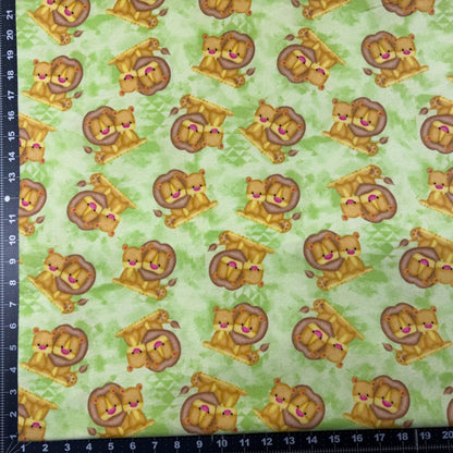 Green Lion Flannel Fabric N1039 - 66 Baby lion cub - Mary Jo Fabrics