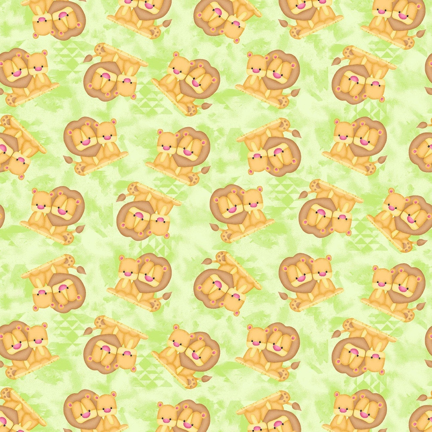 Green Lion Flannel Fabric N1039 - 66 Baby lion cub - Mary Jo Fabrics