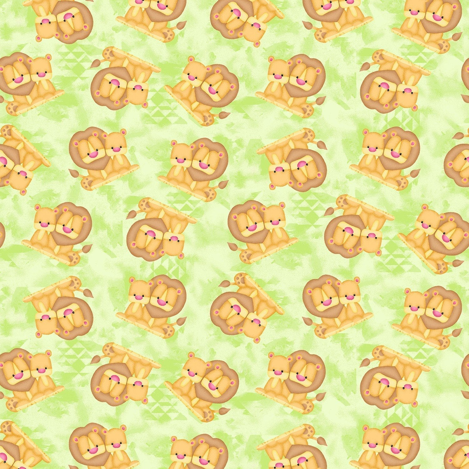 Green Lion Flannel Fabric N1039 - 66 Baby lion cub - Mary Jo Fabrics