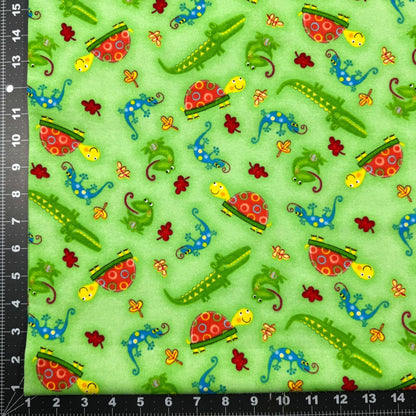 Green Lizard FLANNEL 1028 - 66 Frog Cotton Flannel - Mary Jo Fabrics