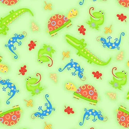 Green Turtle FLANNEL 1028 - 66 Frog Cotton Flannel - Mary Jo Fabrics