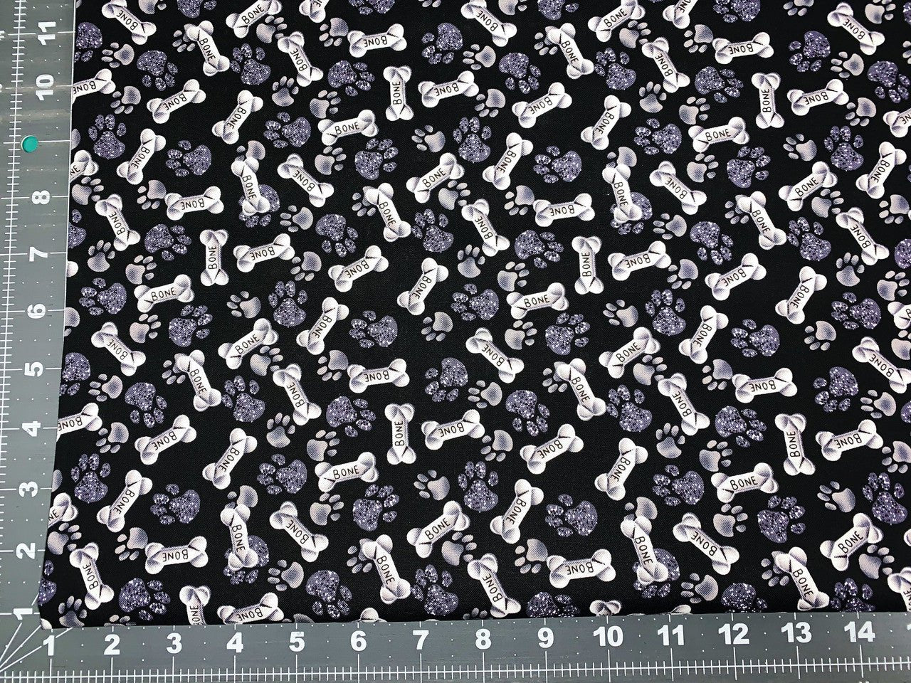 Grey Paws and Bones dog fabric - Mary Jo Fabrics