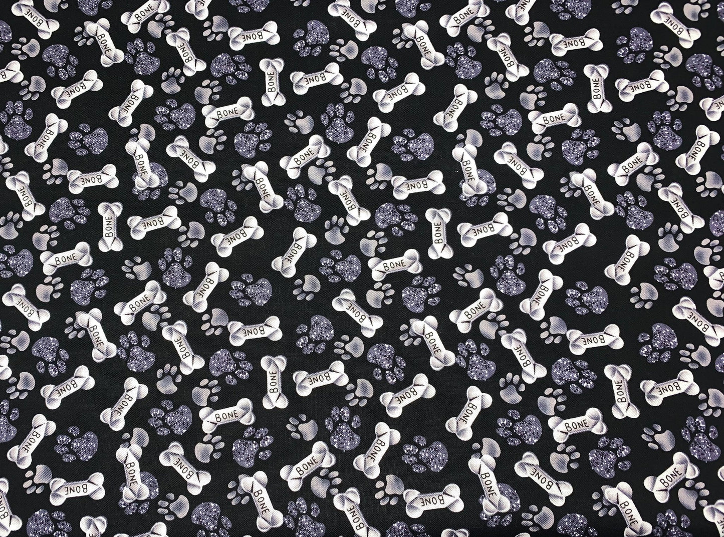 Grey Paws and Bones dog fabric - Mary Jo Fabrics