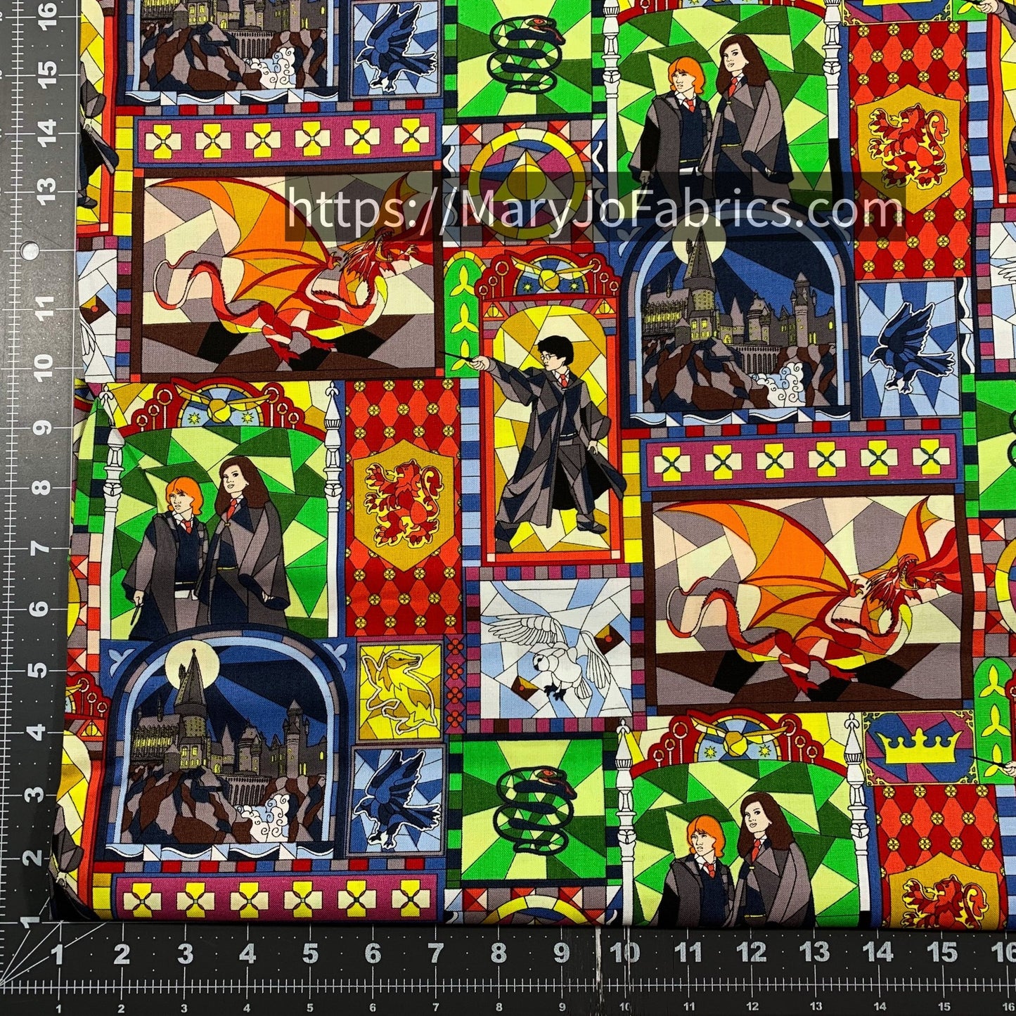 Harry Potter Fabric 16028540 Stained Glass Dragon - Mary Jo Fabrics
